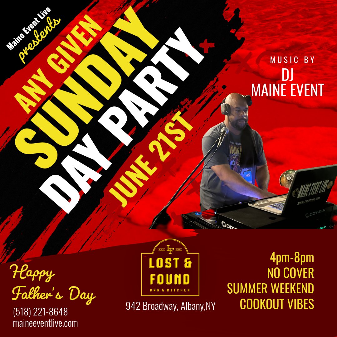 MaineEventLive's tweet photo. 6/18 10pm-2am Dear Summer All White Affair @ Albany Stadium
6/19: Capital District Alpha's Annual Solstice Event Day 1
6/20: Capital District Alpha's Annual Solstice Event Day 2
6/21: 4pm-8pm Any Given Sunday Day Party at Lost and Found
https://t.co/k9T4sFURfM https://t.co/h62NAMY6EO