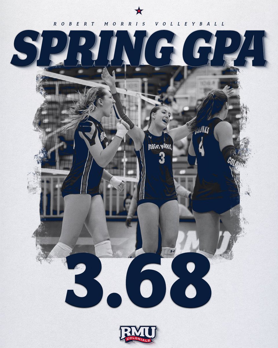 RMUVolleyball's tweet photo. Spring semester handled 💅🏻🏐

@rmuvolleyball with a team GPA of 3.68 for the spring! 

#BobbyMo https://t.co/OBPmKmG38X