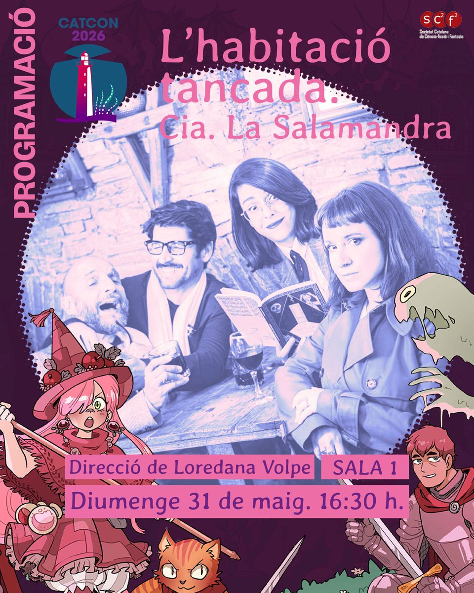 Sc2f2's tweet photo. PROGRAMACIÓ CATCON 2026

🎰 DIUMENGE 31

⏲️ 16:30 HORES – SALA 1 – TEATRE - L’HABITACIÓ TANCADA amb la Cia La Salamandra i Loredana Volpe a la direcció.
-segueix fil- https://t.co/IIyeLxXZg2