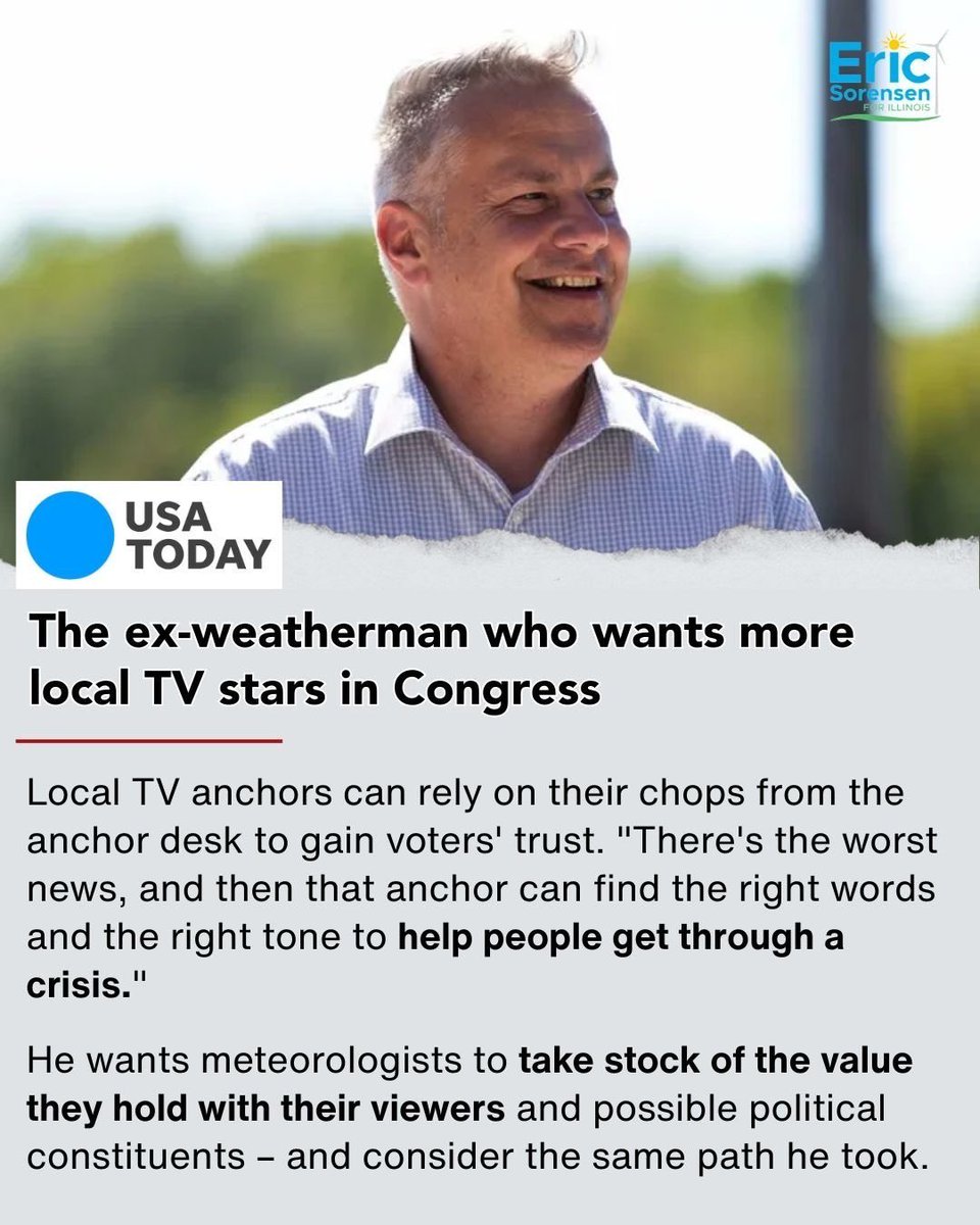 ERICSORENSEN's tweet photo. I spent twenty years looking out for my neighbors and earning their trust as their meteorologist. 

My job was never about politics, it was about showing up during a crisis.

I’m hopeful we’ll see more trusted local broadcasters choosing to serve in a different way. https://t.co/5se2Vb0C8K