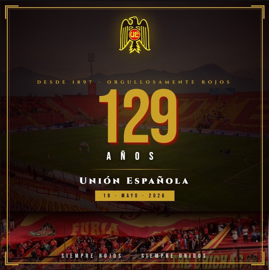 cdysUE's tweet photo. 🔴 129 años de historia, de colonia, de barrio, de Santa Laura.
Desde aquel 18 de mayo de 1897, cuando un grupo de inmigrantes españoles fundó en Santiago lo que hoy es Unión Española, hasta hoy — somos el mismo club, la misma pasión, la misma gente.
Siempre Rojos. Siempre Unidos https://t.co/sBj6hz27nQ