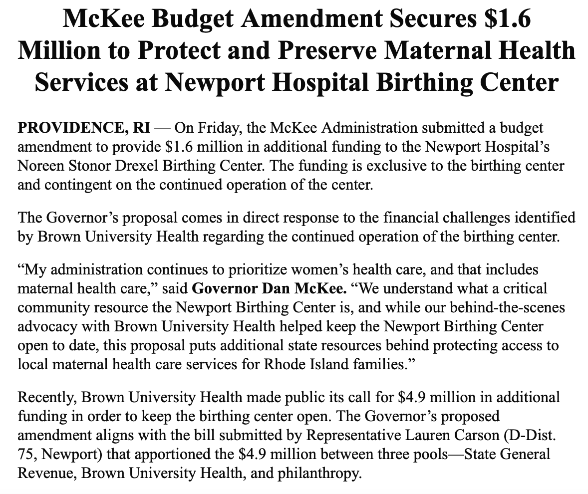 RINewsToday's tweet photo. Funds coming together to keep the Newport Hospital Birthing Center open. @NewportHospital @XayForRI @primarycare #healthcare #NewportRI https://t.co/6cMXwqo3ka