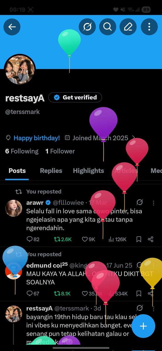 terssmark's tweet photo. y ok mksh X untuk balon balonnya
#rispect https://t.co/iK2QSm1QHt