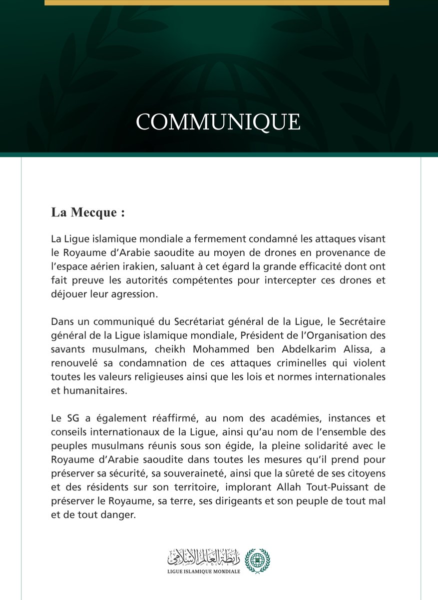 Ligue islamique mondiale tweet media