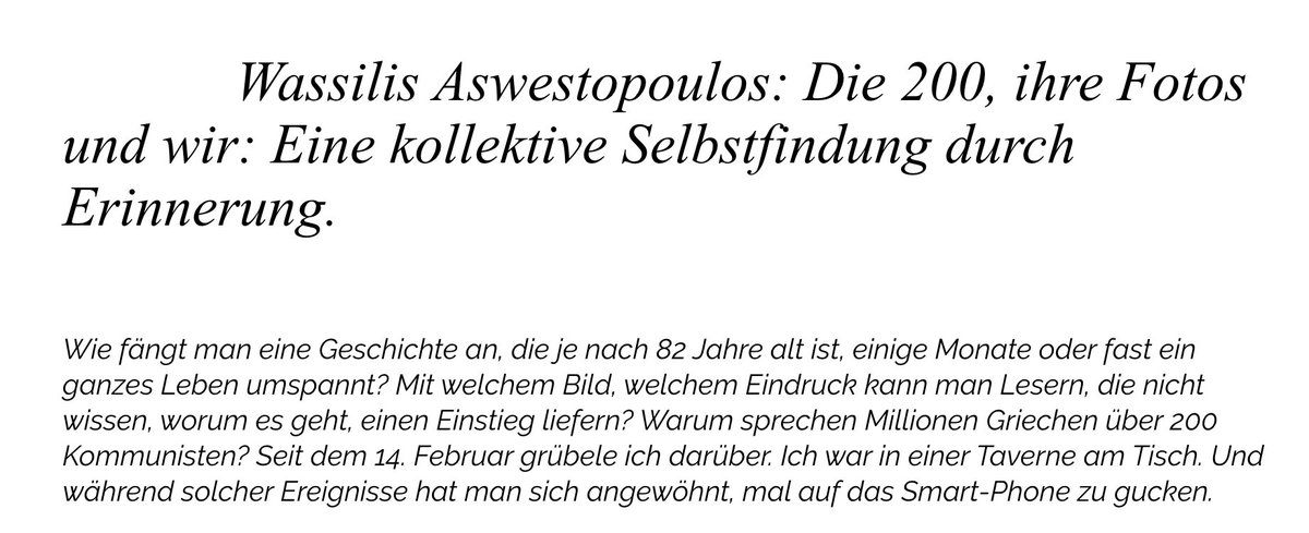 diskurstheorie's tweet photo. Wassilis Aswestopoulos: »Die 200, ihre Fotos und wir: Eine kollektive Selbstfindung durch Erinnerung.«

Jetzt entdecken auf unserer Website:
https://t.co/UWZ8Y1jBQZ

#diskurstheorie #griechenland https://t.co/n5dbT7HShf