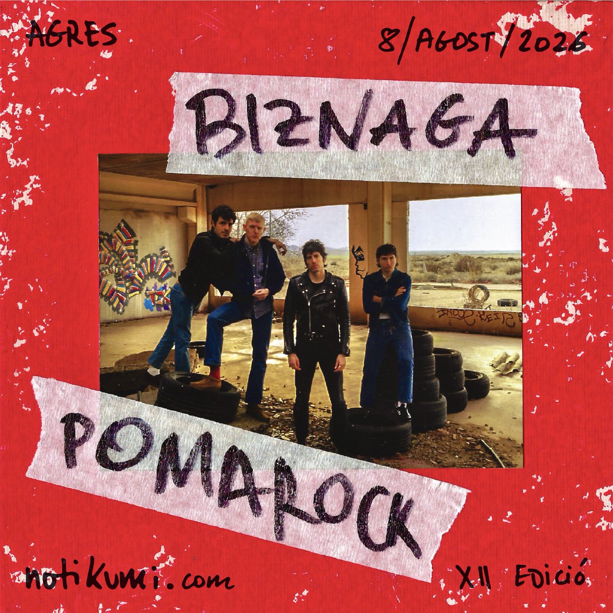 Poma_Rock's tweet photo. BIZNAGA AL POMAROCK! 🎸🍎

És una banda madrilenya de punk que s’ha convertit en una de les veus més potents i incendiàries de l’escena estatal🔥

El 8 d’agost arriben al Poma Rock, teniu les entrades al següent enllaç 🎟️
https://t.co/LsAdh7XzAh https://t.co/oYiqR97Ypl