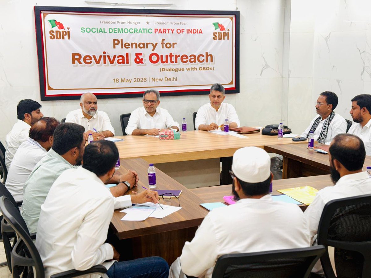 sdpofindia's tweet photo. SDPI held its “Plenary for Revival and Outreach” at the Central Office in Delhi under National President M.K. Faizy. GSOs and outreach in-charges from North India discussed organisational strengthening, cadre-building, outreach, and leadership development. #SDPI https://t.co/WjfBwr2fJB