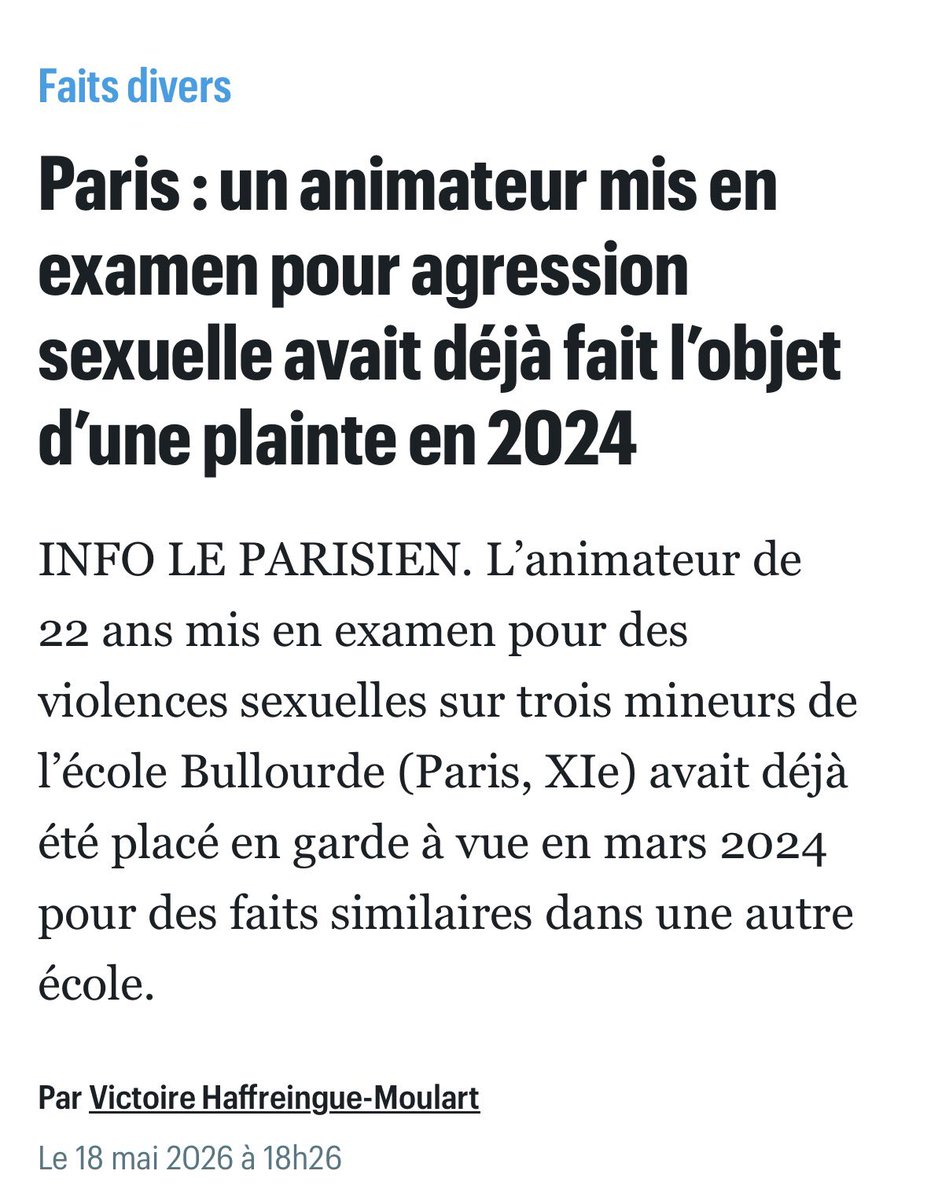 EricKLein_'s tweet photo. Le maire de Paris ose se dire « très content » de l’accélération des enquêtes dont une vient de révéler qu’un animateur mis en examen avait déjà fait l’objet d’une plainte en 2024. Que faisait alors ma mairie de Paris ? C’est révoltant. Les enquêtes doivent aussi s’attaquer à toute la chaîne d’irresponsabilité qui a conduit à ce scandale.