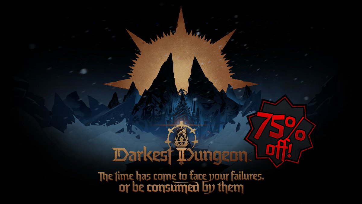 DarkestDungeon's tweet photo. Save big on Darkest Dungeon II with the Steam Midweek Deal!

Darkest Dungeon II is 75% off for a limited time: https://t.co/d4Cl06FwTs 

This is our deepest discount yet! If you’ve been looking to try Darkest Dungeon II, there’s never been a better opportunity. https://t.co/N6tlH9u5zR