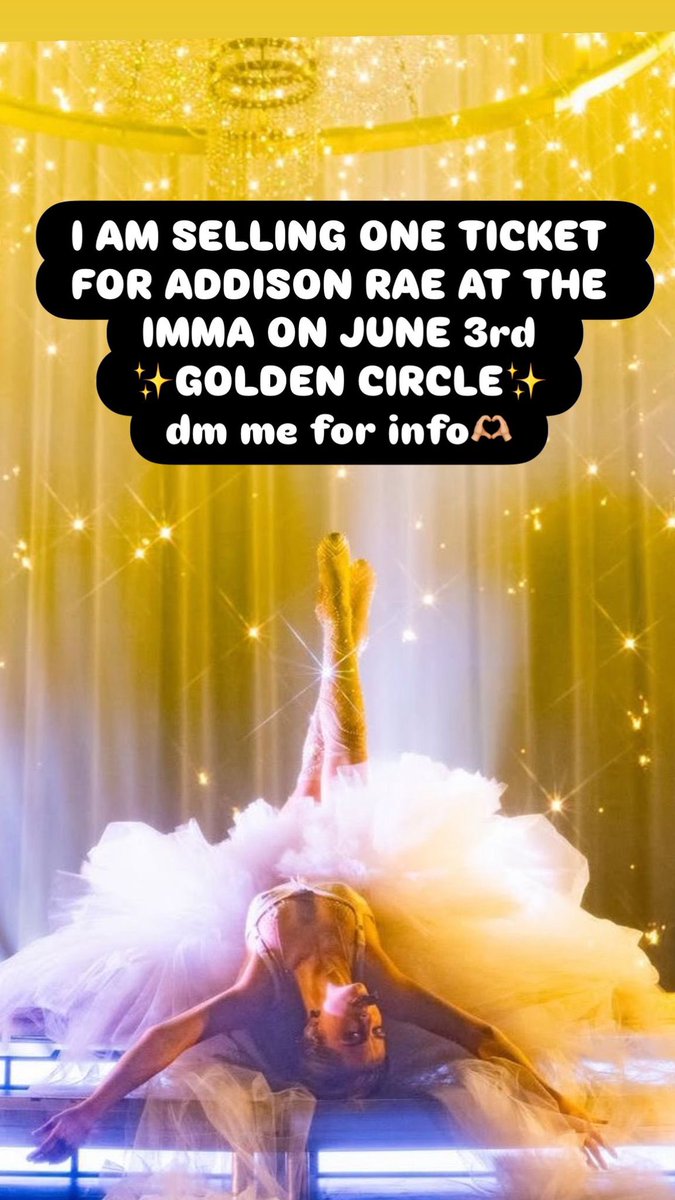 maryvstuart's tweet photo. I am selling one ticket for Addison Rae at the Imma (Dublin) on june 3rd - Golden circle 
Dm me for info
#addisonrae #ticketforsale https://t.co/yqeZoU1bA7