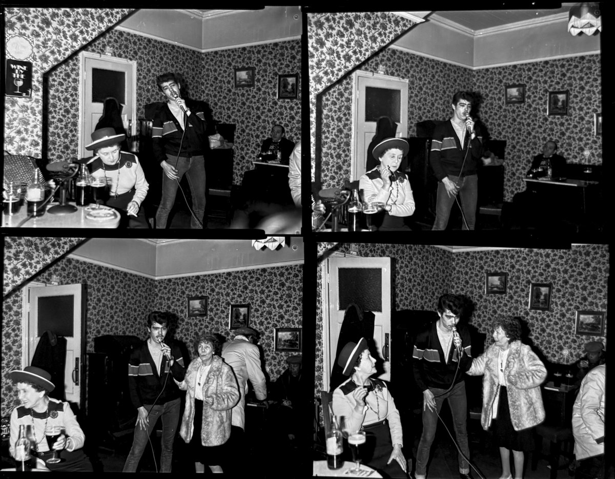 SideGallery's tweet photo. 🎤  Taken alongside Bruce Rae’s "Shipbuilding on the Tyne" in the early 1980s, these photographs show another part of the same lives.

After work, around work, beyond work: pubs, clubs, singers, jokes, and people making a night of it. https://t.co/vOSnqcgbjq