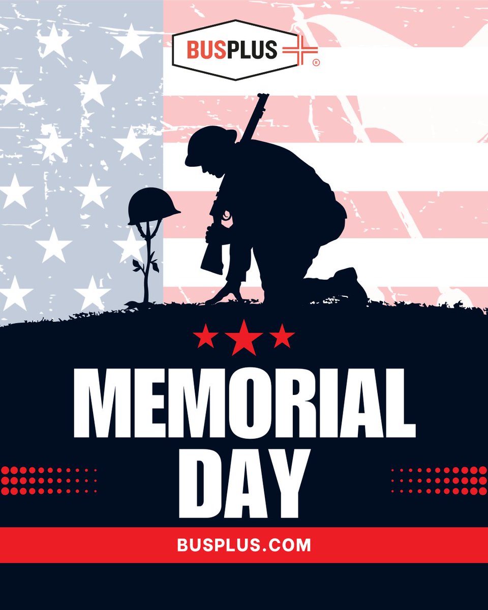 BusPlus_'s tweet photo. This Memorial Day, we remember and honor the brave men and women who made the ultimate sacrifice for our country🇺🇸
Wishing everyone a safe and meaningful holiday as we reflect with gratitude.

#MemorialDay #HonorAndRemember #RememberTheFallen #USA #ThankYouForYourService #busplus https://t.co/b0T48DUMzm