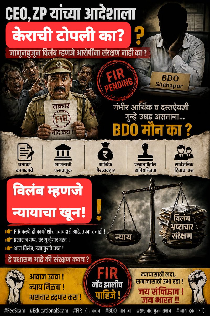 RamYadav001's tweet photo. मा. मुख्य कार्यकारी अधिकारी जिल्हा परिषद ठाणे @ceozpthane ,यांनी फौजदारी गुन्हे दाखल करण्याचे आदेश देऊन देखील दोषी आरोपींविरोधात गुन्हे नोंद करण्यास विलंब का केला जात आहे?गुन्ह्यात सहभागी #सर्व_आरोपींविरोधात_गुन्हे_नोंद व्हावे@Thane_R_Police @Dev_Fadnavis @CMOMaharashtra https://t.co/x2wxDBVy50