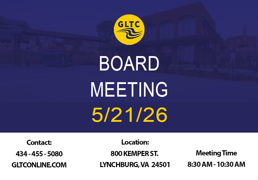 GLTCONLINE's tweet photo. GLTC will have a board meeting on the 5/21/26. 
8:30-10:30 AM
800 Kemper St. Lynchburg, VA 
Public are welcome to attend. 
Agenda : https://t.co/NgCQSXW7fA https://t.co/4MmcXFHsMZ