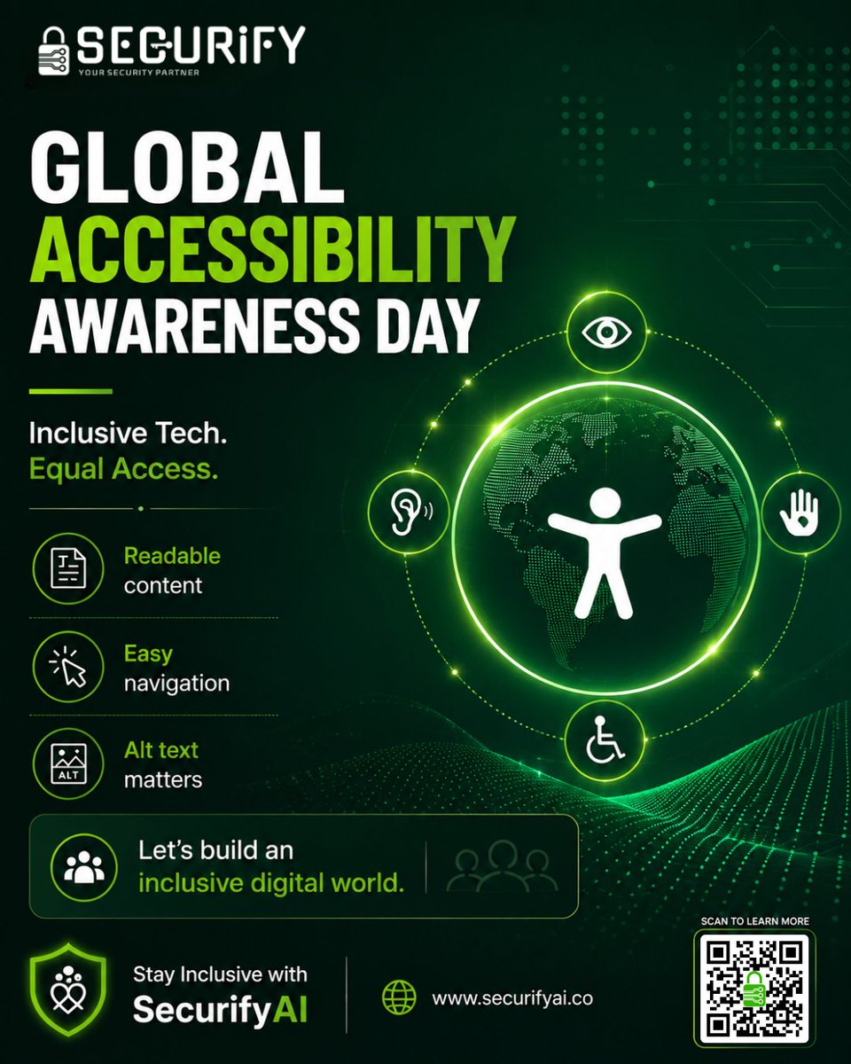 cybersecurify's tweet photo. INCLUSIVE TECH = EQUAL ACCESS 🌍♿

Happy GAAD!

✅ Readable content
✅ Keyboard-friendly design
✅ Alt text matters
🛡️ https://t.co/RHkqEcGiBH
#GAAD #Accessibility #A11y #SecurifyAI https://t.co/ONFFBAGIZ0