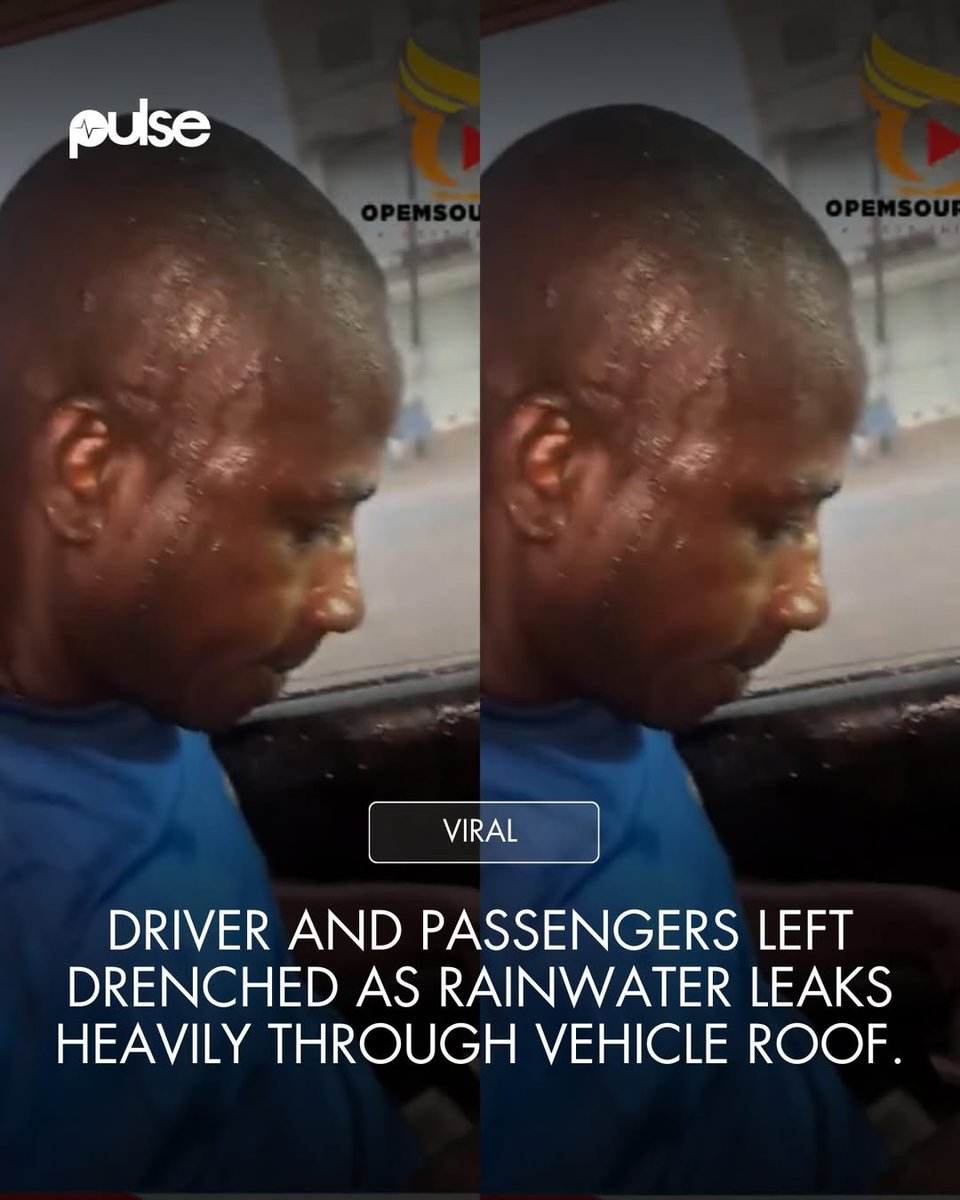 PulseGhana's tweet photo. Passengers travelling in a Tabora–Kaneshie trotro were left frustrated after heavy rainwater leaked through the vehicle’s roof, soaking them for the entire trip.

#PulseViral https://t.co/QVJA7MlWkf