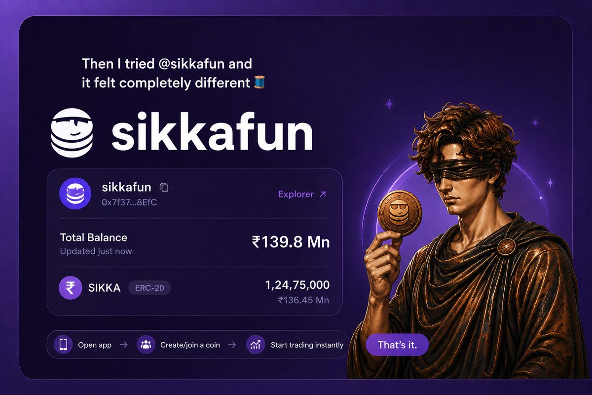 Austin1web3's tweet photo. I didn’t expect a crypto app to feel this simple.

Most Web3 apps still feel like they were built for developers.

⟣ Wallet setup.
⟣ Bridges.
⟣ Gas fees.
⟣ Too many steps before you even start.

Then I tried @sikkafun 

#Sikkafun

🧵+ https://t.co/5yBpEVXs0P