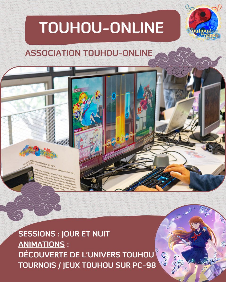 epitanime's tweet photo. 📣 [ANIMATION]🎇⛩️ 
Vous aimez l'univers de Touhou, ça tombe bien, nous aussi 😊, et pour l'occasion nous accueillerons l'association spécialiste de cet univers : @TouhouOnline !  
🎟️Lien Billetterie :https://t.co/K9lCERmVEr https://t.co/t2eu5tfzsm