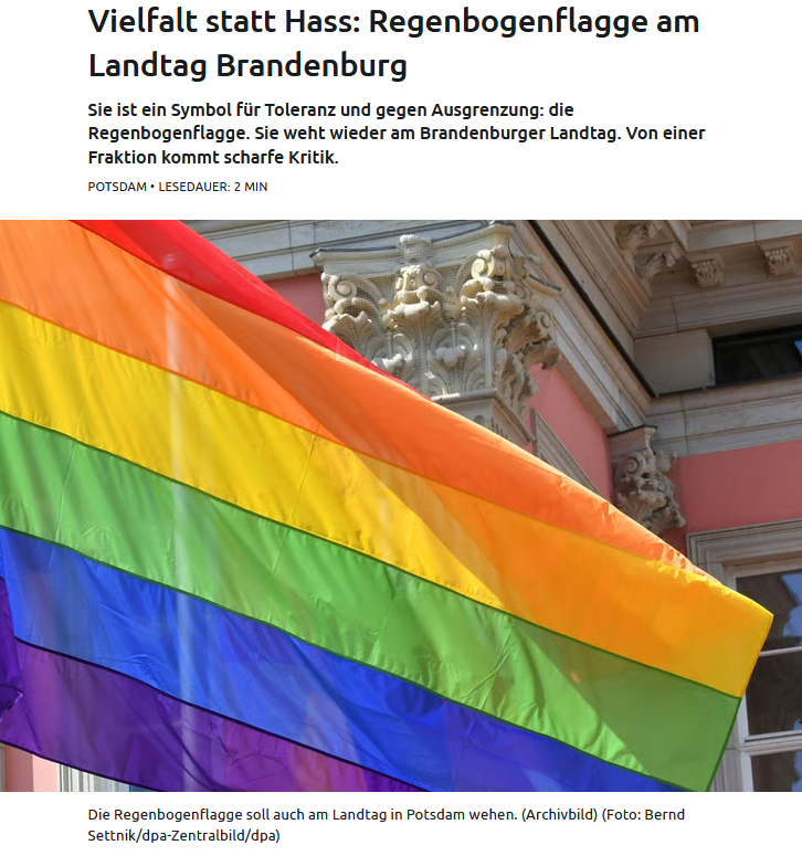 PeterBorbe's tweet photo. "Die queere Gesellschaft warnt vor Ausgrenzung" - ich kann es nicht mehr hören!
Keine Serie oder Film, in dem nicht jedes zweite Paar homosexuell ist.
Menschen werden bei Strafandrohung gezwungen, den Nachbarn Paul ab sofort Paula zu nennen, weil er einen Rock trägt.
"Nonbinäre" klagen Schadensersatz ein, weil sie in Briefen nicht korrekt angeredet werden.
Und der Alltag ist allgegenwärtig durchtränkt mit Regenbogenflaggen und anderem "Pride"-Schnickschnack.

Und sie reden immer noch von "Ausgrenzung"!

Was zum Teufel soll die Gesellschaft denn noch machen, um dieser Minderheit zu dienen?

Und natürlich ist allein das Ansprechen dieser Tatsachen schon wieder "Hass"!
https://t.co/HaBKOm3vF8