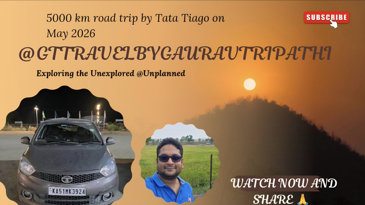 gaurav56tr's tweet photo. https://t.co/Vbs5F89kCp

Road Trip 5000 km Bangalore to Lucknow and then Lucknow to Bangalore on May 2026 🙏 

#gttravelbygauravtripathi #trending #roadtrip5000km #TataTiago #Viral https://t.co/aw4alJiyfj