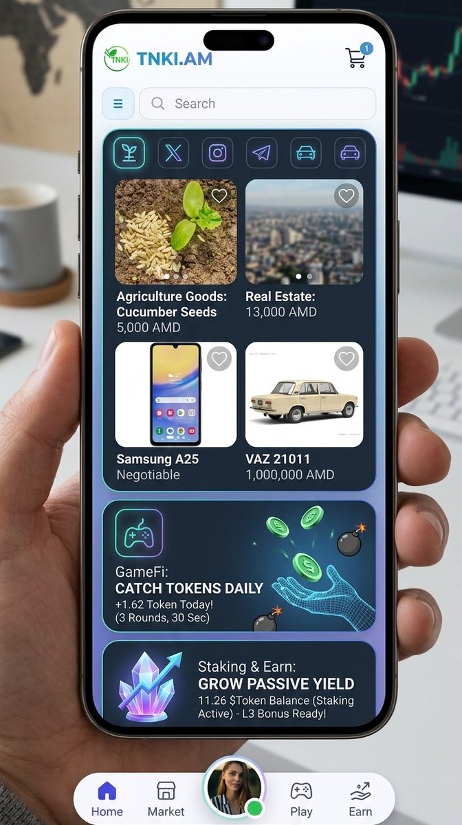 SputnikMine's tweet photo. Web3 E-Commerce is LIVE! 🚀
TNKI drops a functional ecosystem: 🛒 Marketplace: Live P2P trade (cars, tech, goods) 🎮 GameFi: Play & Catch tokens daily 🥩 Staking & Earn: Grow passive yield
https://t.co/BVE4DrWS9Q
#Web3 #TNKI #Crypto #GameFi #DeCommerce https://t.co/6t8wKiY6Ak