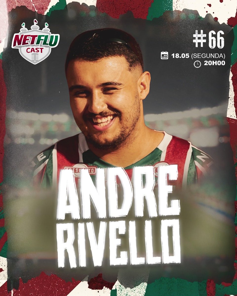 NETFLU's tweet photo. Influenciador e tricolor, Andre Rivello é o convidado da semana no NETFLUCAST. 🇭🇺

Assista ao vivo a partir das 20:00: https://t.co/AvmRHAZdh7

#netflu #fluminense https://t.co/ZFXUBiEkFZ