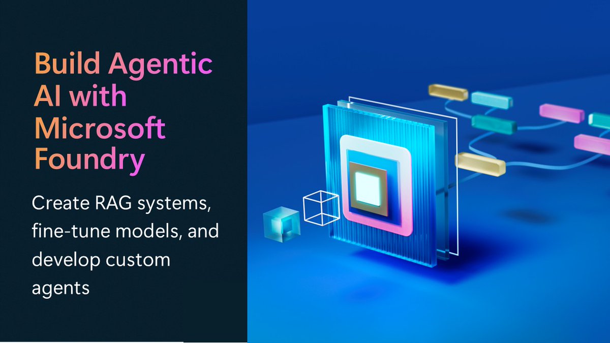 msdevindia's tweet photo. Create custom AI solutions with Microsoft Foundry! Master RAG, model fine-tuning, and agent development in one comprehensive skilling plan. Just 7 milestones to expertise: https://t.co/PX4A1NoTCa #AgenticAI #AzureSkilling https://t.co/F5QrDR0b12