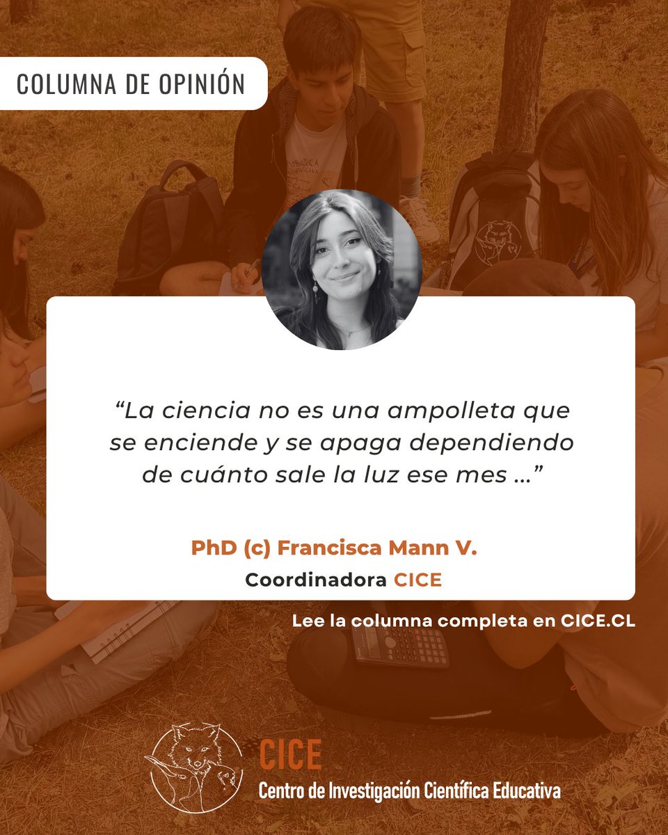 cice_cl's tweet photo. 🟠 Nueva #ColumnaDeOpinión
Francisca Mann reflexiona sobre la precarización de la ciencia en Chile y el impacto que tendría debilitar becas, laboratorios y programas de investigación.
🔗 Lee la columna completa en https://t.co/j6CwIcftl9
https://t.co/KWwE7p6g11
#CICE https://t.co/BzCW8CAoPF