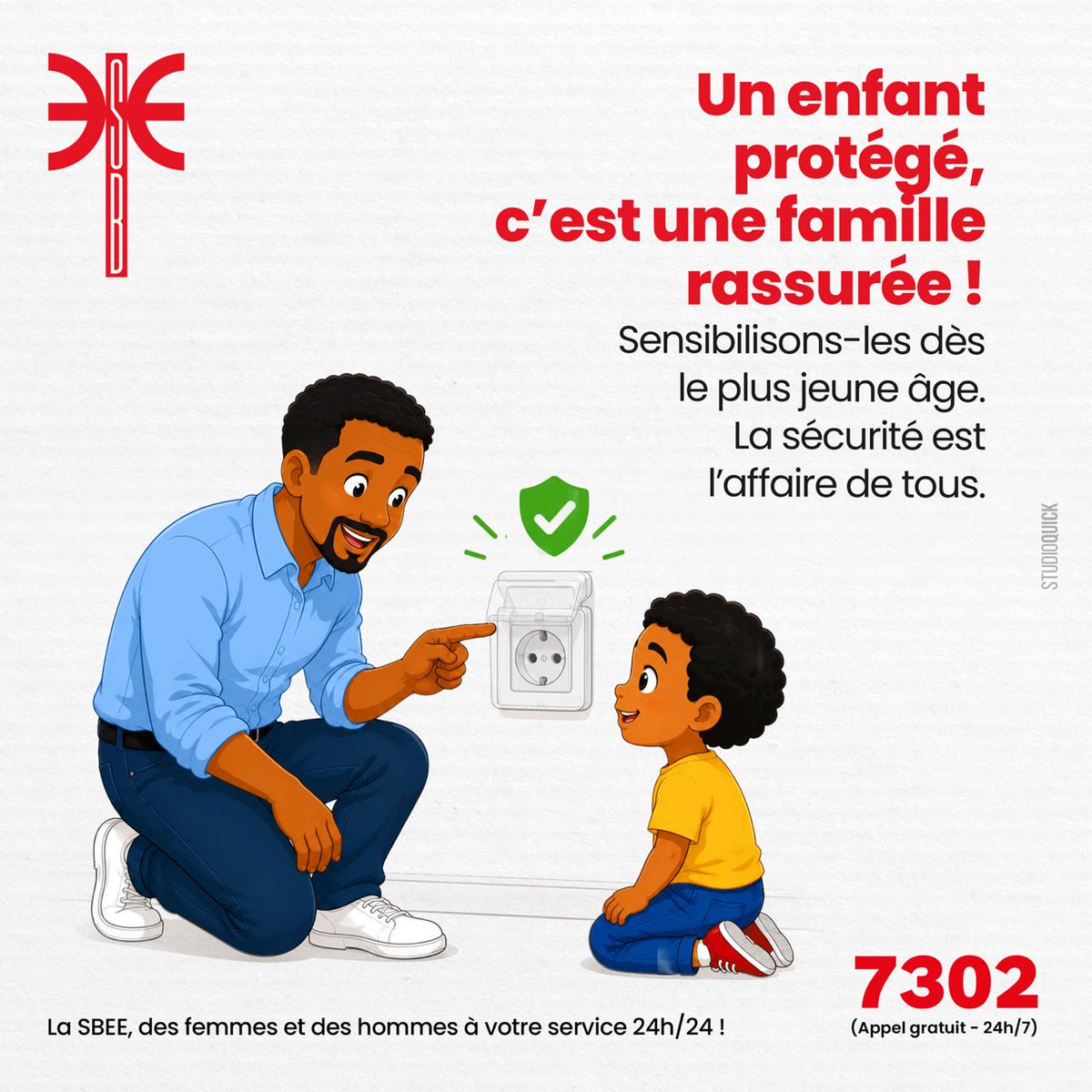 SbeeOfficiel's tweet photo. La sécurité commence aussi à la maison.
Un geste simple, une bonne habitude, une sensibilisation au bon moment et c’est toute une famille qui est protégée.
Apprenons à nos enfants à éviter les prises et installations électriques pour prévenir les accidents domestiques.
#SBEE https://t.co/8QjTR2TMGK