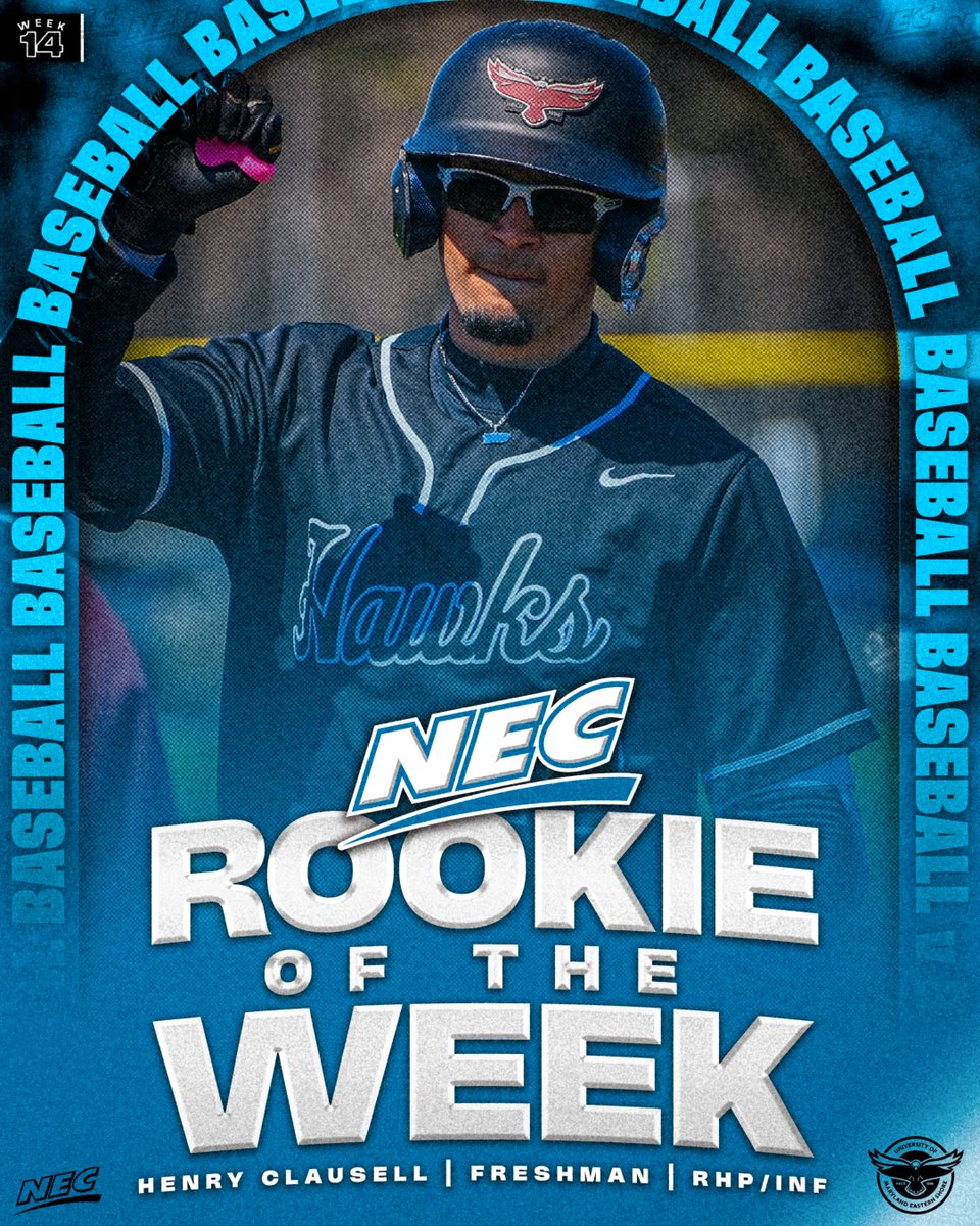 necbaseball's tweet photo. ⚾️🏅The #NECBaseball Rookie of the Week (5/18) is...

» Henry Clausell from @UMESHawkSports‼️ 

🔗: https://t.co/z18cDX1WyQ https://t.co/CshOUTb1TP