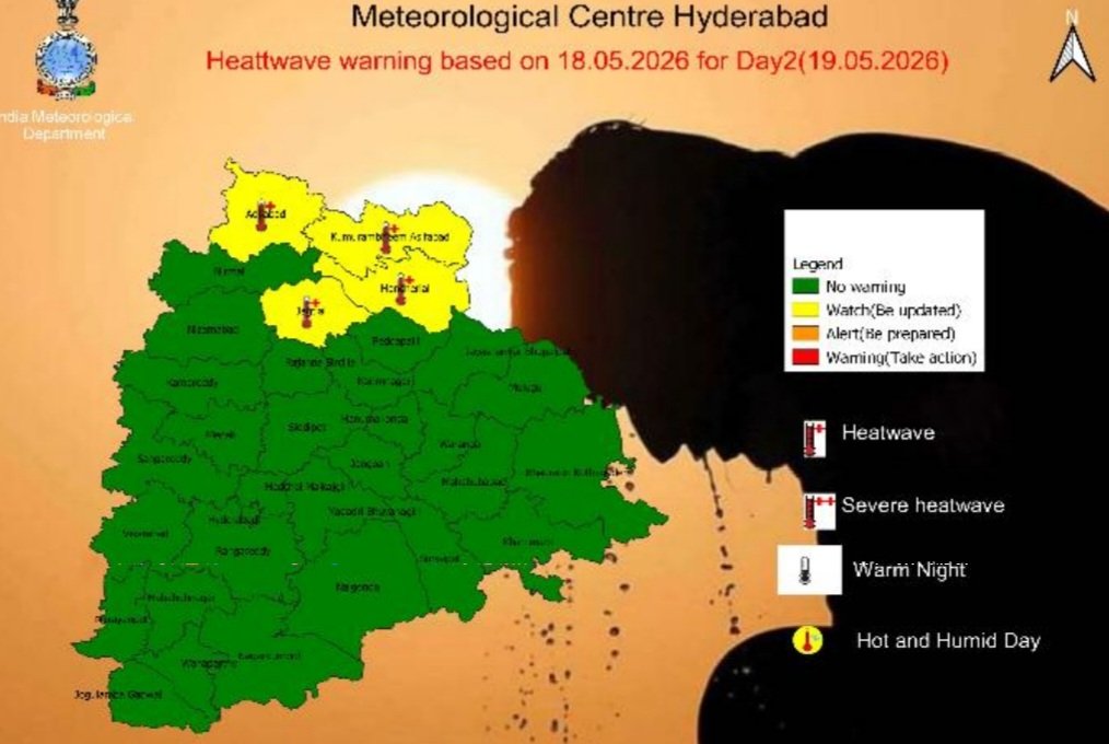jsuryareddy's tweet photo. #Heatwave Alert ⚠️ :

The #IMD has issued an #OrangeAlert for maximum districts and #RedAlert for some districts in #Telangana, #Warning of a #Severe #Heatwaves till May 22.

In #OrangeWarning Temperatures are expected to range between 41°C and 44°C, while #RedWarning Temperatures are expected above 44°C.

Red Warning for Adilabad, Jagityal,  Komrambheem, Mancherial districts on May 19.

To mitigate the severe risk of dehydration and heat-related illnesses during this prolonged dry spell, the Director of Public Health (DPH) in their heatwave advisory has strongly urged public to restrict outdoor exposure during peak afternoon hours, wearing light cotton clothing, and maintain rigorous hydration using water, ORS, or traditional fluids.