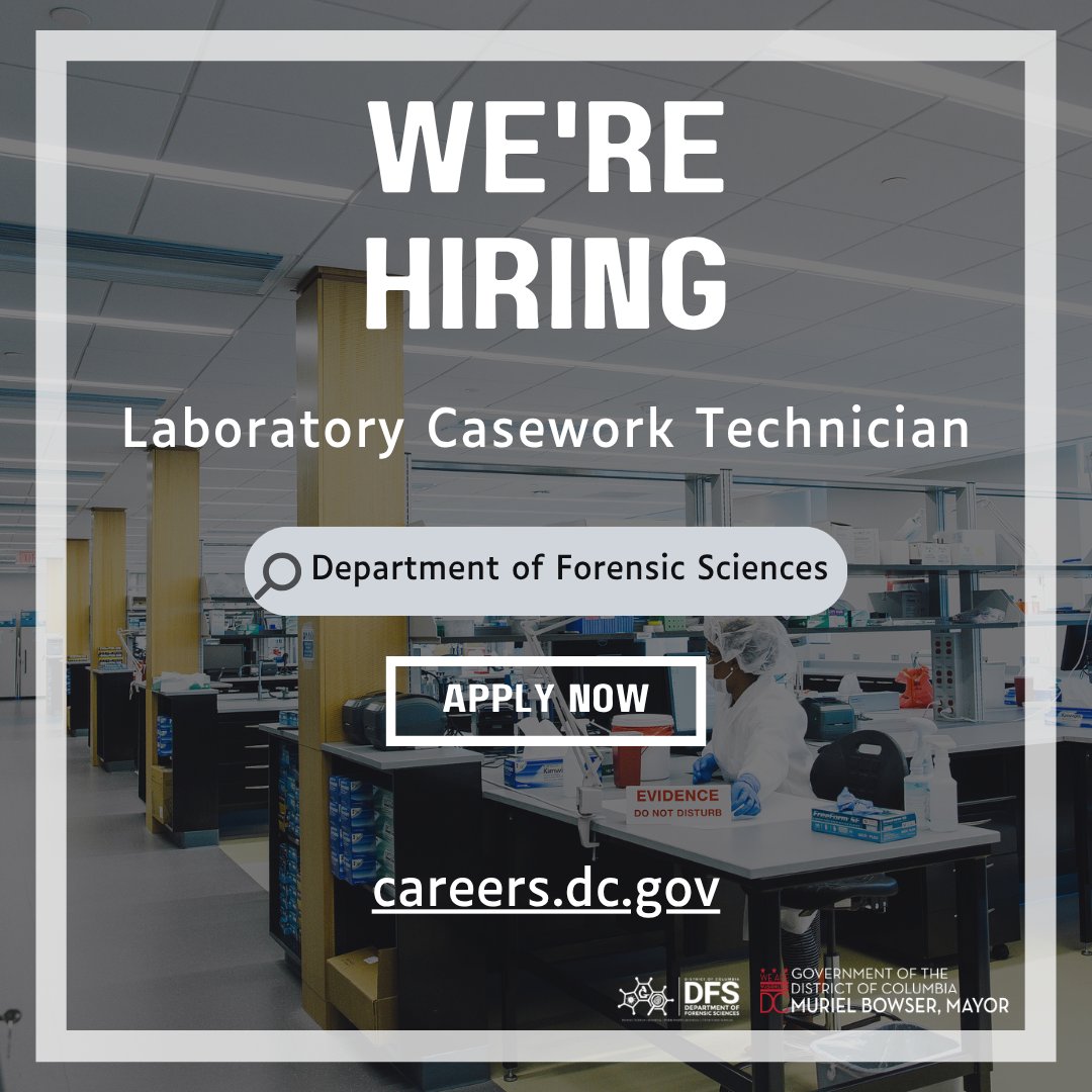 DCDFS's tweet photo. We’re hiring! Interested in joining our team?
 
Visit https://t.co/nQa6s0hXoL to search DFS and apply.
 
Laboratory Casework Technician (Job ID 32182; closes 05/24/26) https://t.co/9gavkIqY3I
