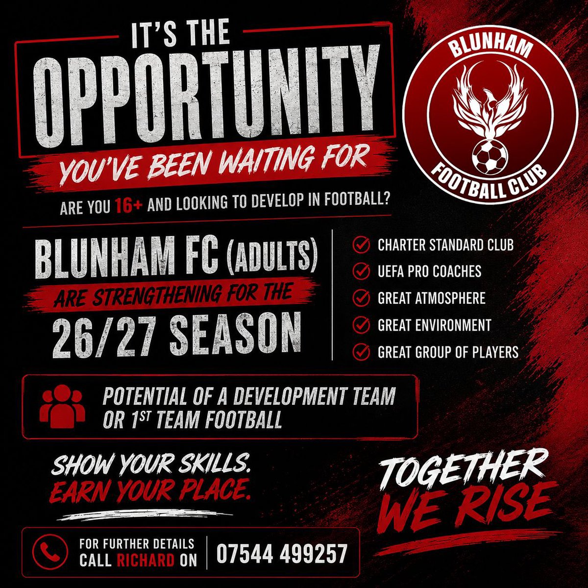 Blunham_fc's tweet photo. 🔴⚫️ READY FOR THE NEXT STEP? ⚫️🔴

Blunham FC (Adults) are strengthening for the 26/27 season and are looking for committed players aged 16+ 👊

#BlunhamFC #UpTheBlunham https://t.co/GD0iatTn9p