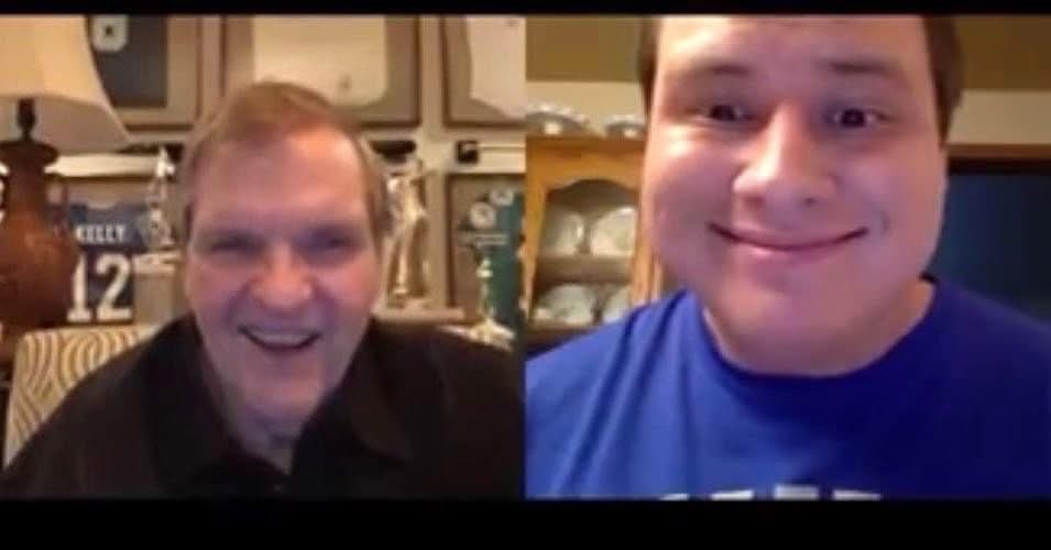 MarkBal93's tweet photo. @mark_mcgrath Hey, my fellow Mark! I hope this makes you smile! It’s a picture of me talking to Meat Loaf on a GalaxyCon virtual meet and greet back in 2020. Such a teddy bear of a man and was asking me questions about my livelihood and where I lived. I still miss him. https://t.co/O1fGcQzGSp