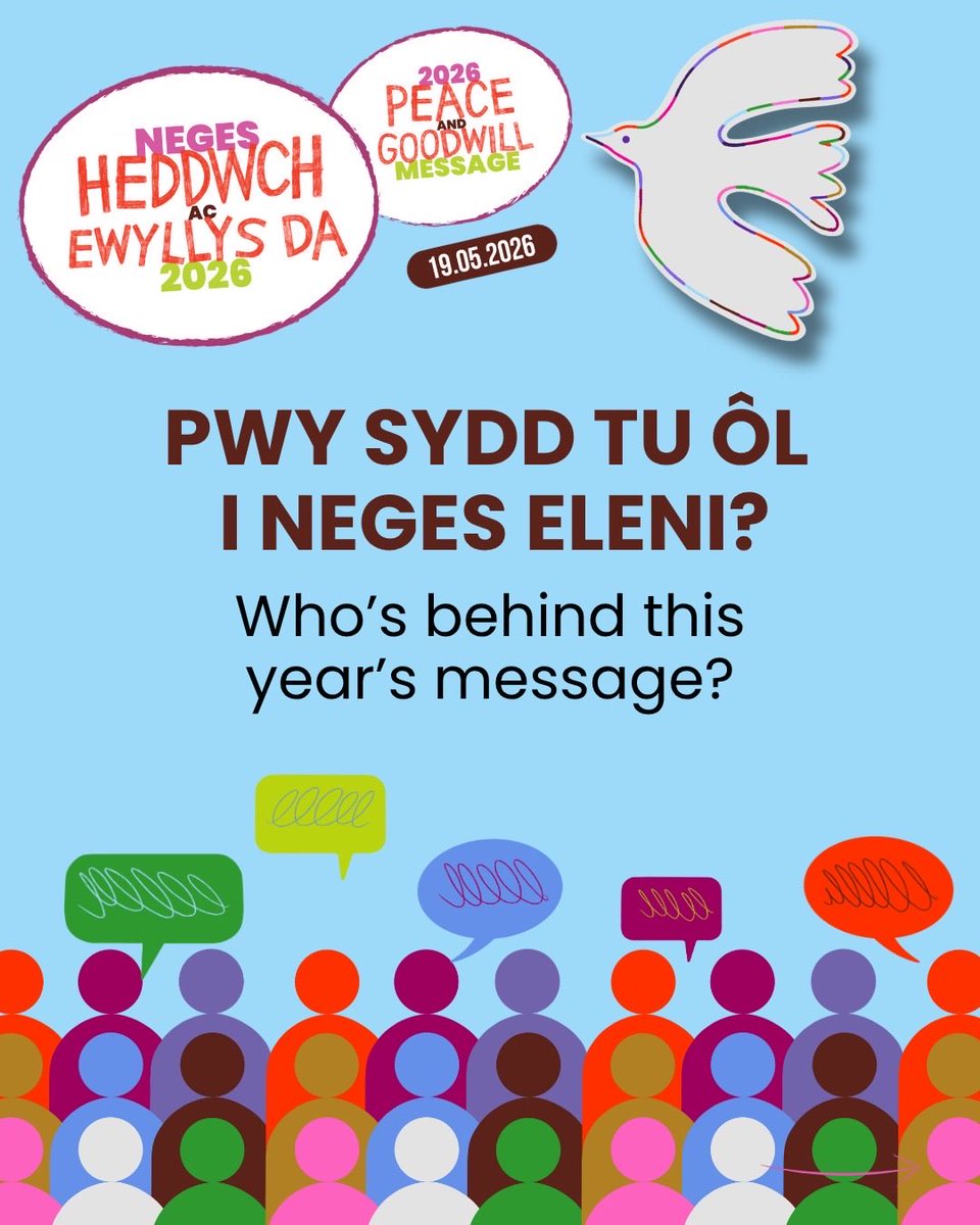 Urdd's tweet photo. Dewch i gwrdd â’r crewyr ✨  
Marged Tudur a myfyrwyr Ysgol Morgan Llwyd, Coleg Cambria a Phrifysgol Wrecsam sydd y tu ôl i #Heddwch2026 🕊️🌍

Meet the creators ✨  
Marged Tudur and students from Ysgol Morgan Llwyd, Coleg Cambria and Wrexham University are behind #Heddwch2026 🕊️ https://t.co/D1kYBaSVWO