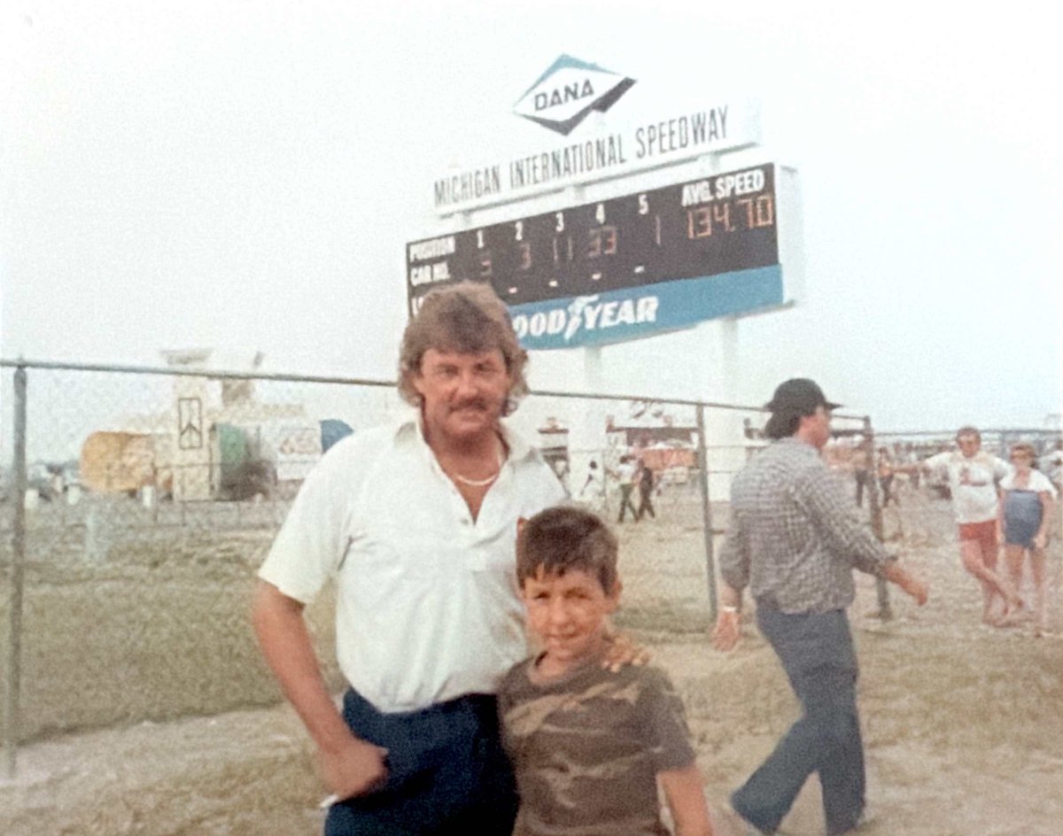 john4more8's tweet photo. @DirtyMoMedia Here’s a turn back the clock. Me and Tim Richmond 1984 at Michigan. I was 10. https://t.co/uVpBLhq8XD