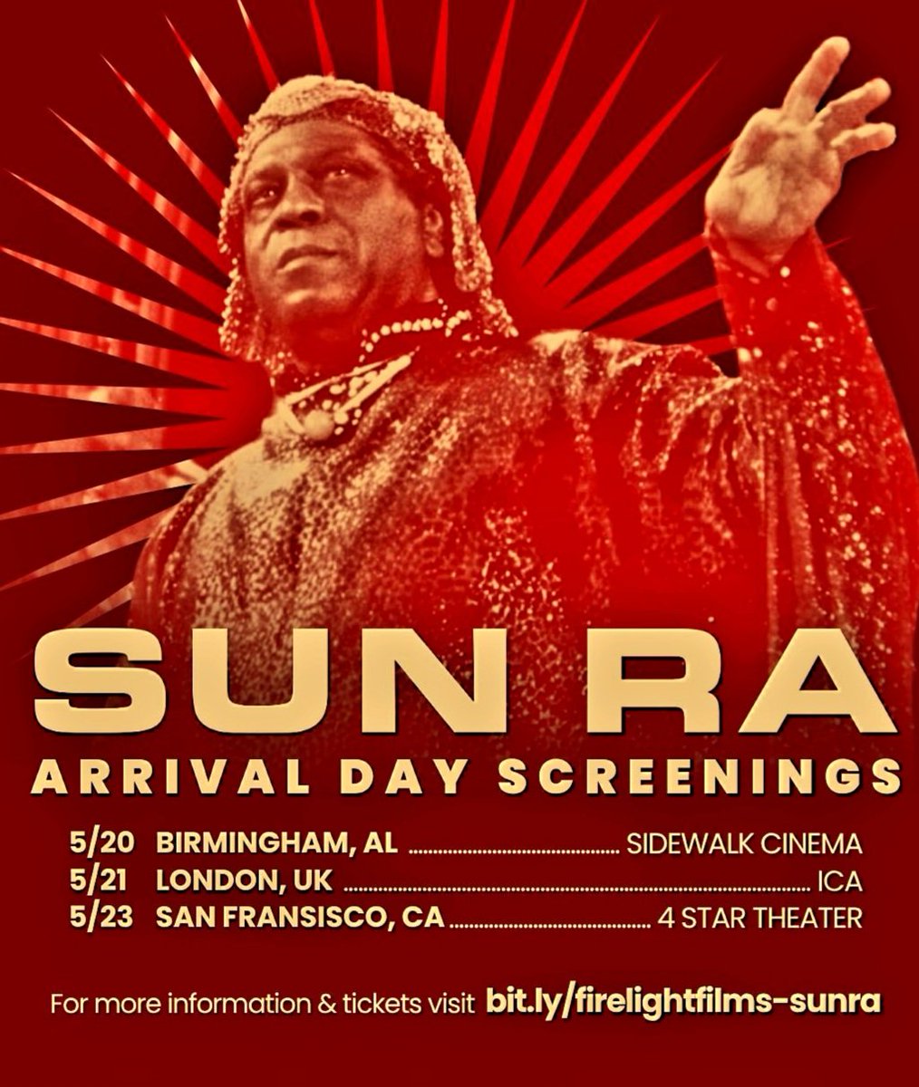 animate_jazz's tweet photo. Firelight Films celebrates #SunRa earth arrival day with screenings of "Sun Ra: Do The Impossible" in Birmingham, London and San Francisco... https://t.co/0wVmiXRmn5 https://t.co/zvDgAJUddV