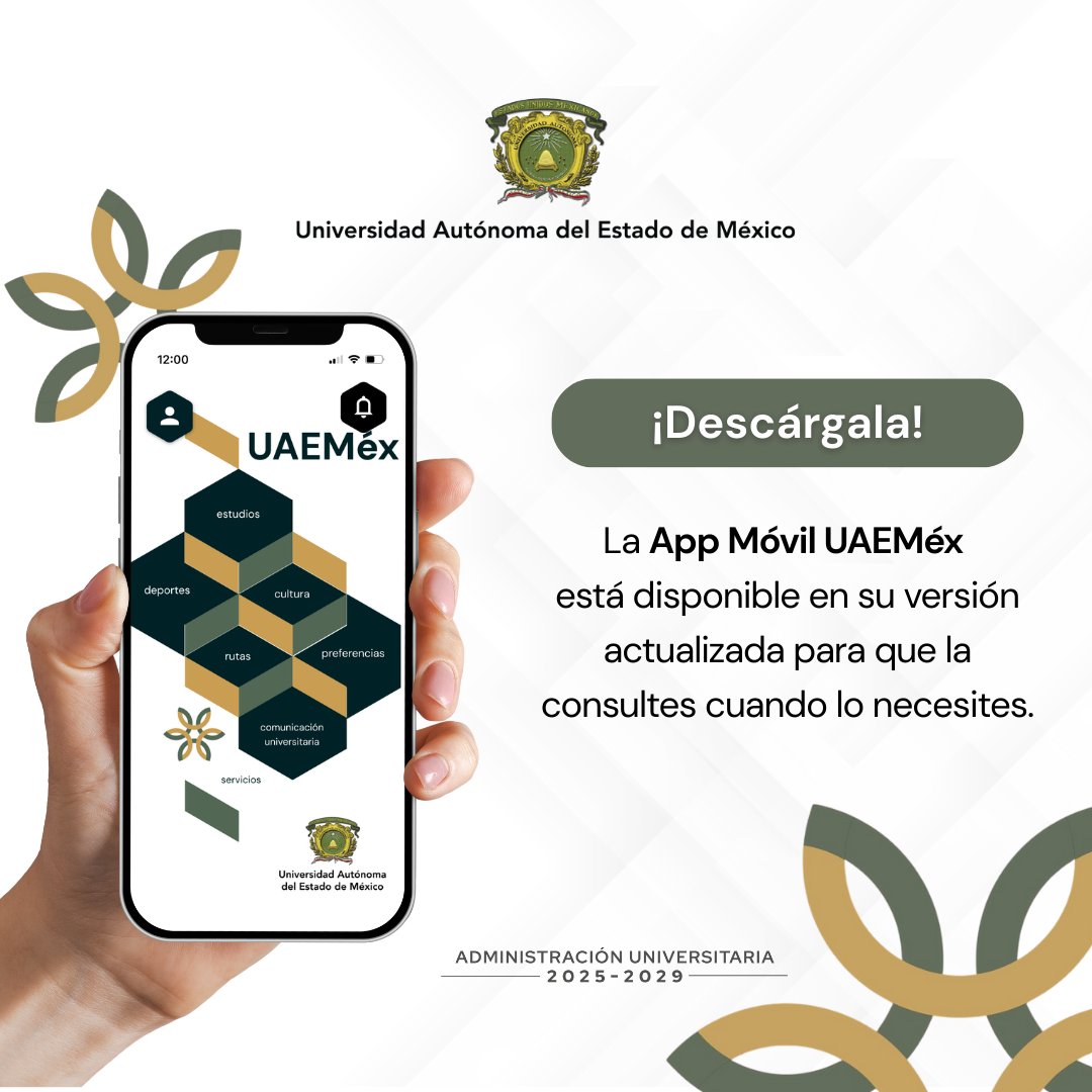 UAEM_MX's tweet photo. ¿Ya tienes la app de la #tuaeméx? Descárgala para acceder a toda la información y los servicios que ofrece nuestra universidad https://t.co/GgtS2Rkkjs