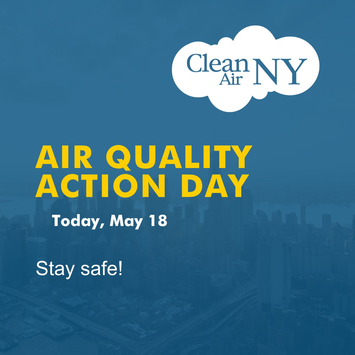 511NY_Rideshare's tweet photo. An Air Quality Health Advisory has been issued for May 18, 2026, for the following regions:

New York City Metro
Lower Hudson Valley

This advisory is effective 11 a.m. to 11 p.m. The pollutant of concern is Ozone. https://t.co/1uVzWSNLQq