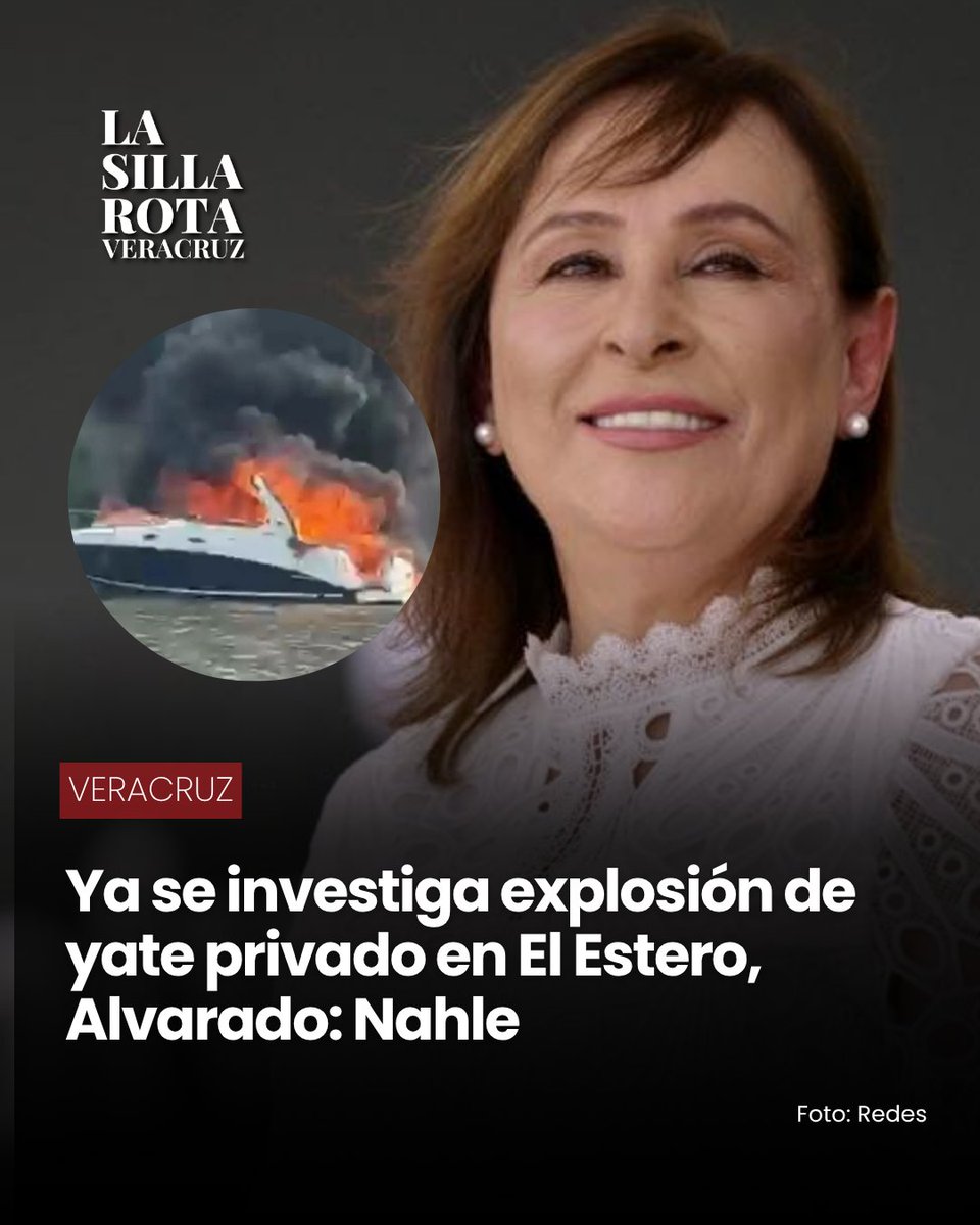 LSRVeracruz's tweet photo. 🚤🔥 @rocionahle confirmó que ya se investiga la explosión de un yate privado en la zona de El Estero, en Alvarado. En el accidente fueron rescatadas cuatro mujeres. ⚠️

https://t.co/9cvM1zTSPr https://t.co/8WK22YFNl8