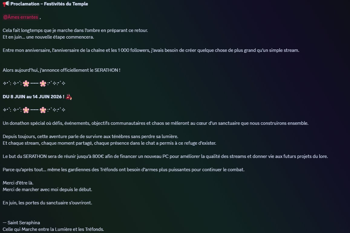 Lannizath's tweet photo. Hello ! Eh oui je suis toujours la ! Je vous annonce juste que je prépare un petit event pour mon redebut, fêter les 1k etc du 8 au 14 juin !

Vous avez le screen de l'annonce du discord !
A bientôt au sein du temple ! 🦊 https://t.co/QI1u3GY0Ee