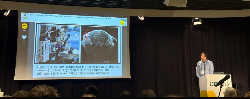 The_PT_Explorer's tweet photo. Day4 #ESTRO26 #SFRT journey:
1️⃣ #Minibeam #radiotherapy induces mild hyperactivity with limited acute neurotox in mice by Thomas Schmid #Radiobiology 
2️⃣A fast Monte Carlo engine for #microbeam #radiotherapy dose calculation by Liam Day - #MedPhys  
▶️Digital @ESTRO_RT: eg #SFRT https://t.co/55ZCY5UNEZ
