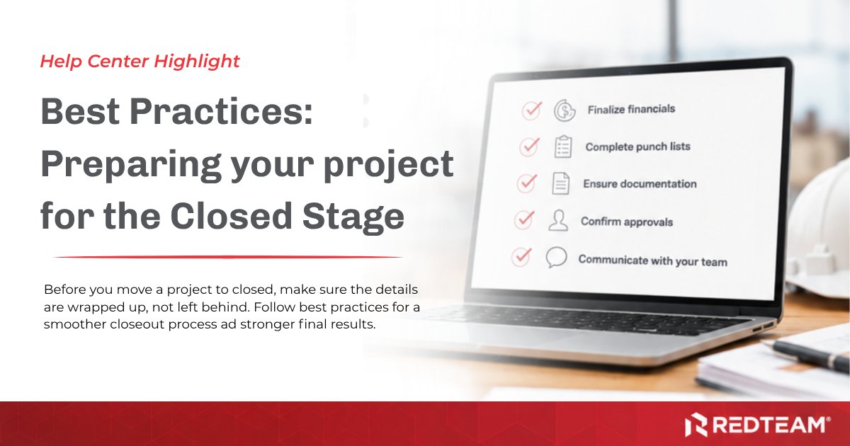 redteamsoftware's tweet photo. Help Center Highlight 📘

Best Practices: Preparing Your Project for the Closed Stage

This Help Center article walks through best practices your team can follow for a smoother project closeout process.

Read more: https://t.co/D4JvObjlz1 https://t.co/UEsFrxuLmL