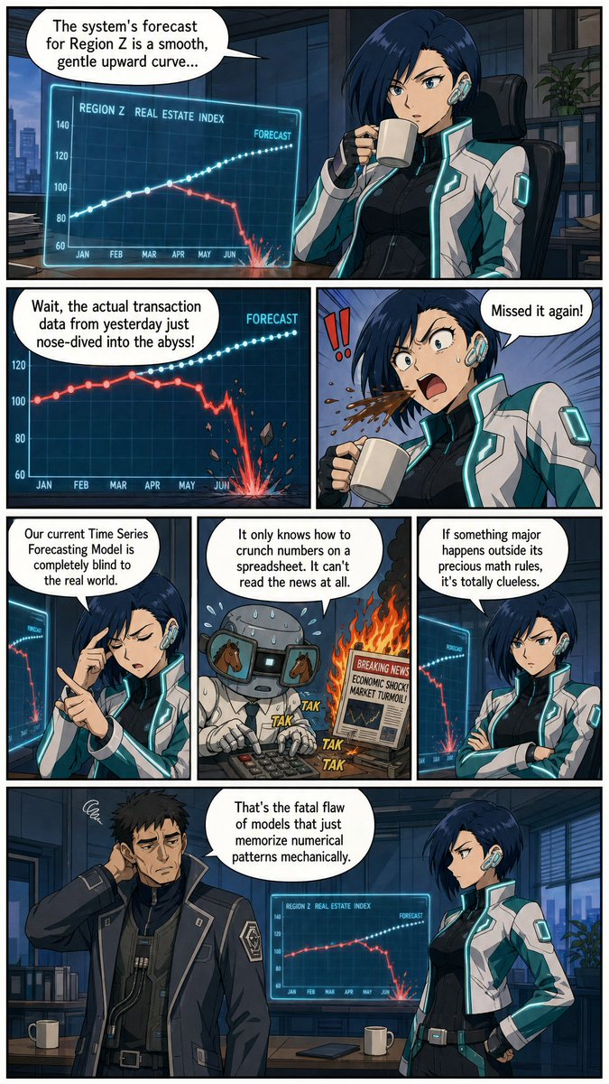 paper2comic's tweet photo. Just made a short comic based on this new AI paper from Google! 🎨✨

📝 Title: NEXUS: An Agentic Framework for Time Series Forecasting
🔗 Link: https://t.co/OuCUgzbpkN

*Just a heads-up: I simplified and slightly exaggerated some details so that non-experts like me can easily grasp the core idea. Hope you enjoy getting the rough gist of it! 🍜💻

@GoogleAI @googlecloud @penn_state