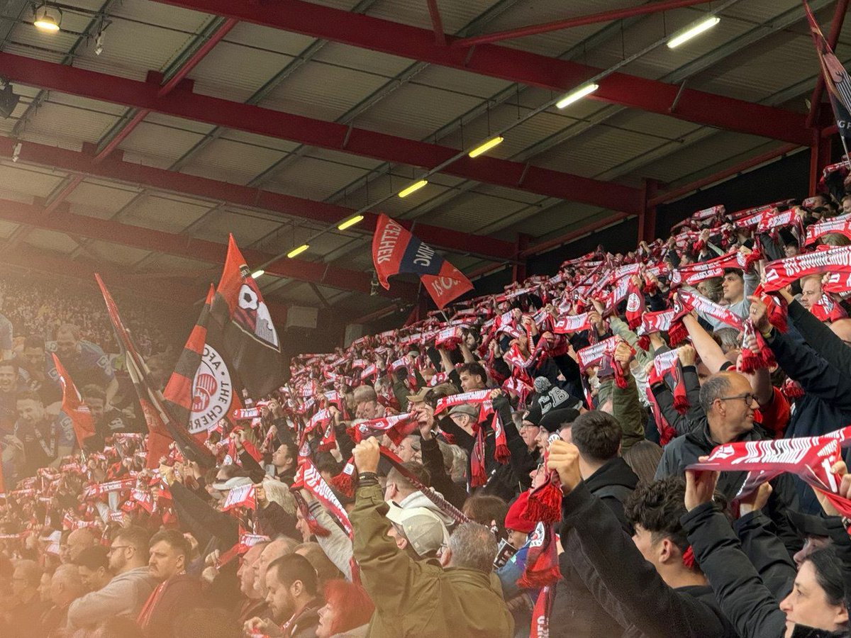CherriesTrust's tweet photo. Absolutely HUGE game tomorrow! Encouraging supporters to bring any #AFCB  scarves they have and hold them up for the anthem 🙏 looked brilliant against Leeds, try and make our atmosphere electric! So bring your scarves, bring your voices, bring your energy! #UTC 🍒🍒🍒 https://t.co/WK3RnUf8ld