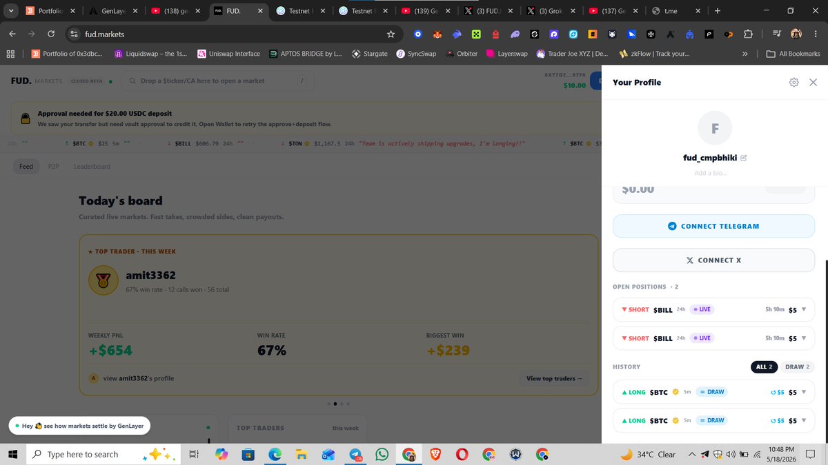 Beastfarm's tweet photo. FUD Markets lets anyone open public onchain markets on tokens. Community follows or fades with real money. Public PnL incoming.Testnet live → fud.markets@FUDmarkets
 @base
 @genlayer
@FUDmarkets https://t.co/2RGvETHf13