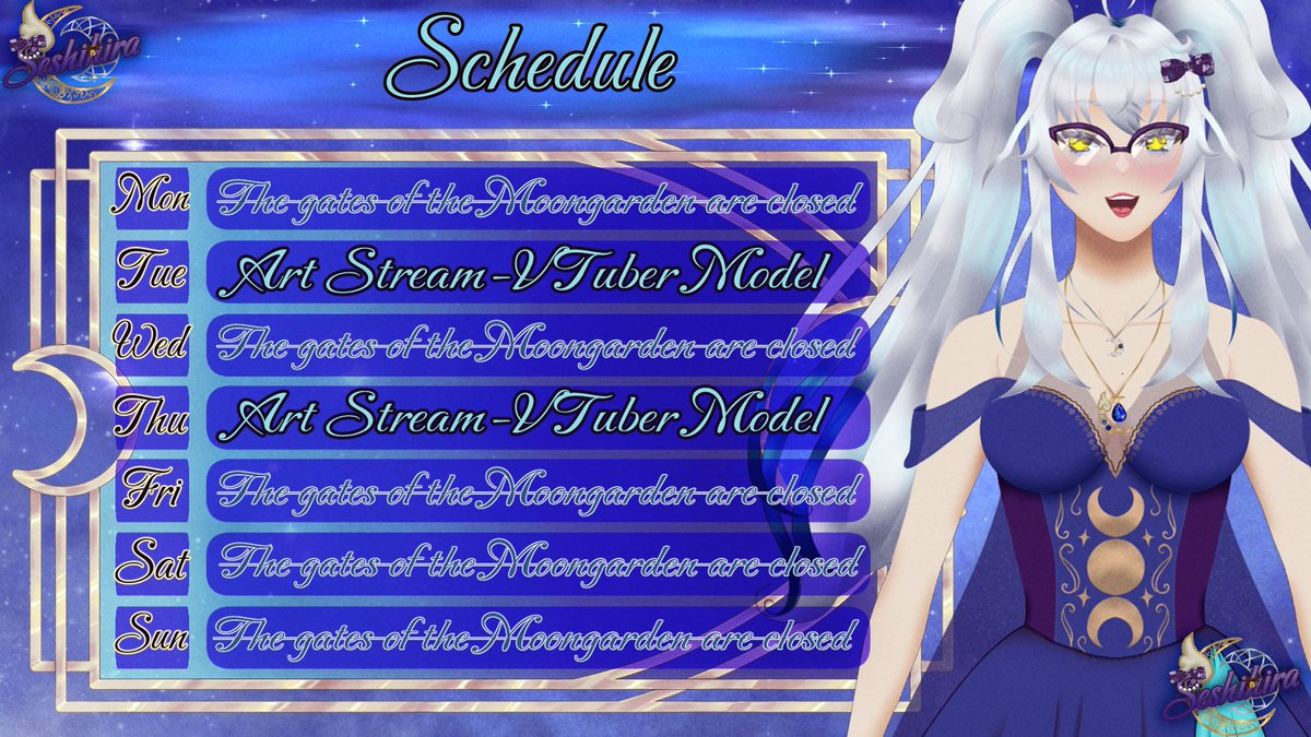 seshihira's tweet photo. Imma put this here in English too!
Finally a schedule after an eternity!
I'll be doing art stream on the purple site about vtuber model drawing from 15:00 GMT+2! (You can check my twitch out if you're unsure about the time, I set the schedule there too!) Let's meet there!:3 https://t.co/jMebBlnan7