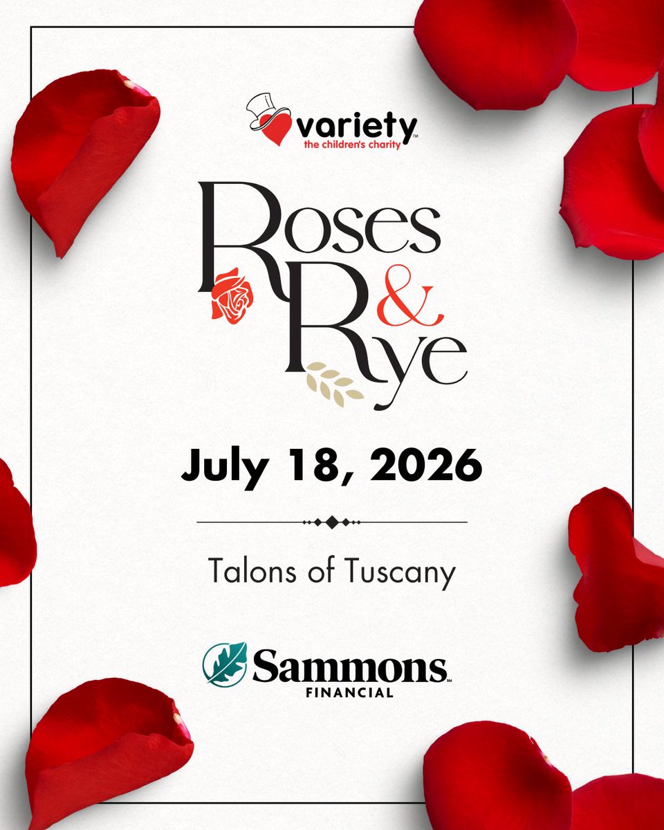 VarietyIowa's tweet photo. Huge thanks to Sammons Financial Group for helping make Roses &amp; Rye possible. 🌹🥃

We’re just two months away from an unforgettable summer evening supporting kids across Iowa with cocktails, live music, and beautiful views.

Join us July 18: https://t.co/tJ76cmdr8g https://t.co/2eQCVksCHQ