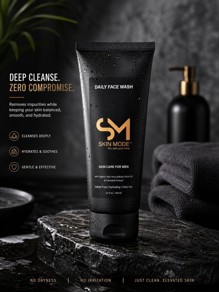 SkinMode's tweet photo. SkinMode™ Daily Face Wash removes impurities while keeping your skin hydrated, smooth, and refreshed — without dryness or irritation.
🖤 Hydrating Formula
🖤 Gentle Daily Cleanse
🖤 Luxury Skincare for Men
#SkinMode #MensSkincare #LuxurySkincare #FaceWash #SkincareForMen #DailyRoutine #GlowUp #SelfCare #PremiumSkincare
