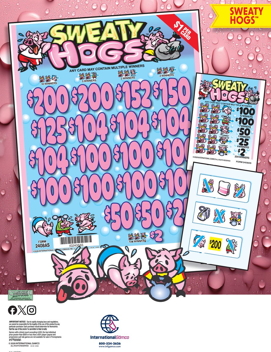 GamcoPulltabs's tweet photo. Get fit! 🐷
SWEATY HOGS 
Play pulltabs for the win. https://t.co/4hpmr6MXun